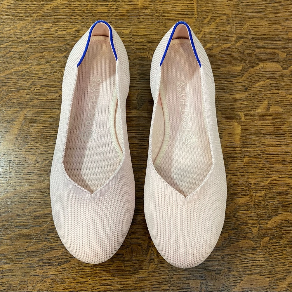 ROTHYS PALE PINK THE FLATS ROUND TOE TORTOISESHELL MULTICOLOR SOLE WASHABLE FLAT